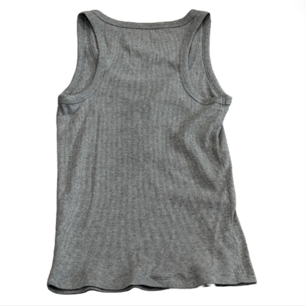 🌷 SO Gray Ribbed Henley Racerback Tank Top - Picture 3 of 3
